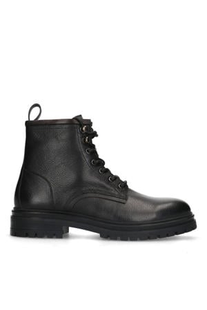 leren veterboots zwart