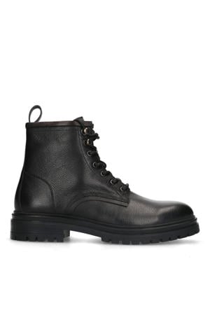 leren veterboots zwart