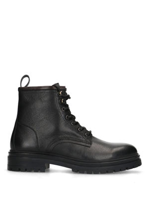 leren veterboots zwart