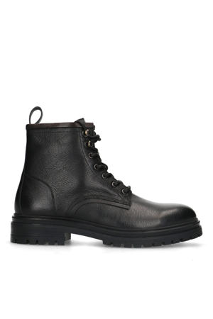 leren veterboots zwart