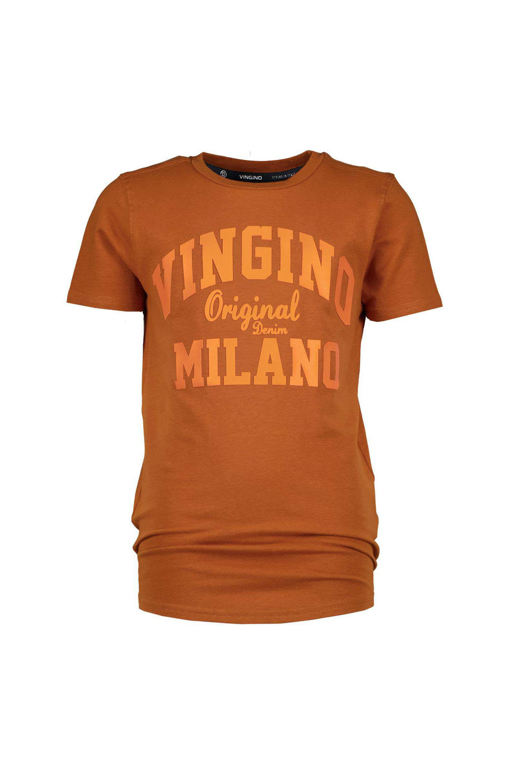 Vingino Essentials T-shirt met logo bruin