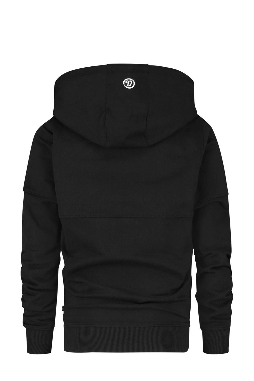 Zwarte jongens Vingino Essentials hoodie van sweat materiaal met lange mouwen en capuchon