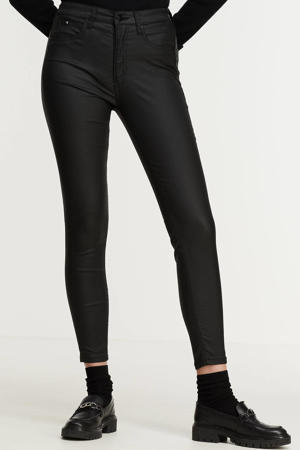 coated high waist super skinny jeans zwart