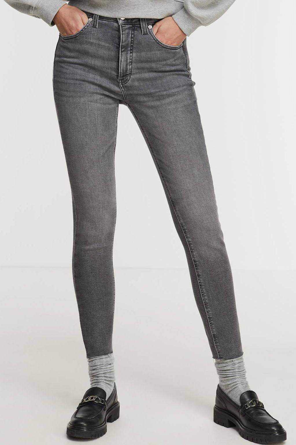 CALVIN KLEIN JEANS cropped high waist super skinny jeans denim grey