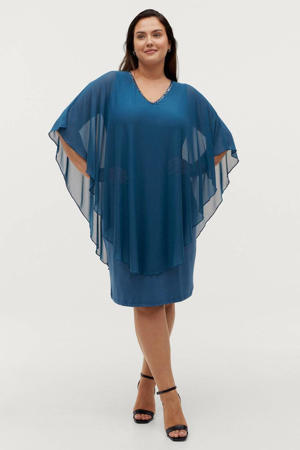 semi-transparante jurk LAURA met vleermuismouwen blauw