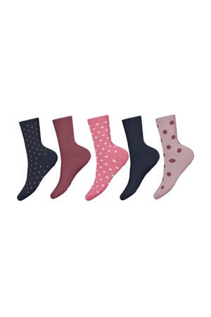 sokken met all-over-print - set van 5 roze