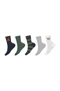 NAME IT KIDS sokken NKMVAKS - set van 5 multi, Donkerblauw/donkergroen/grijs/ecru