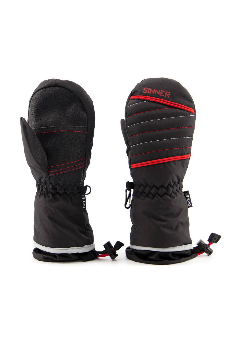 Sinner skihandschoenen Straton Mitten Junior zwart/rood, Zwart/rood