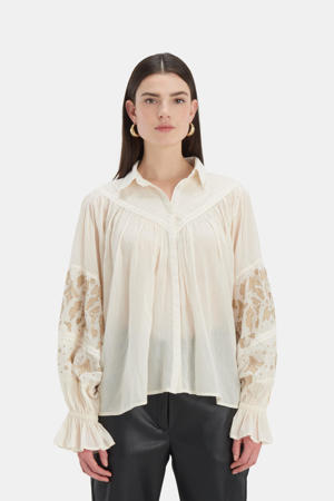 blouse New Sun met borduursels ecru