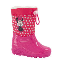 Roze meisjes Disney Minnie Mouse snowboots van textiel met profielzool, trekkoorden en personageprint