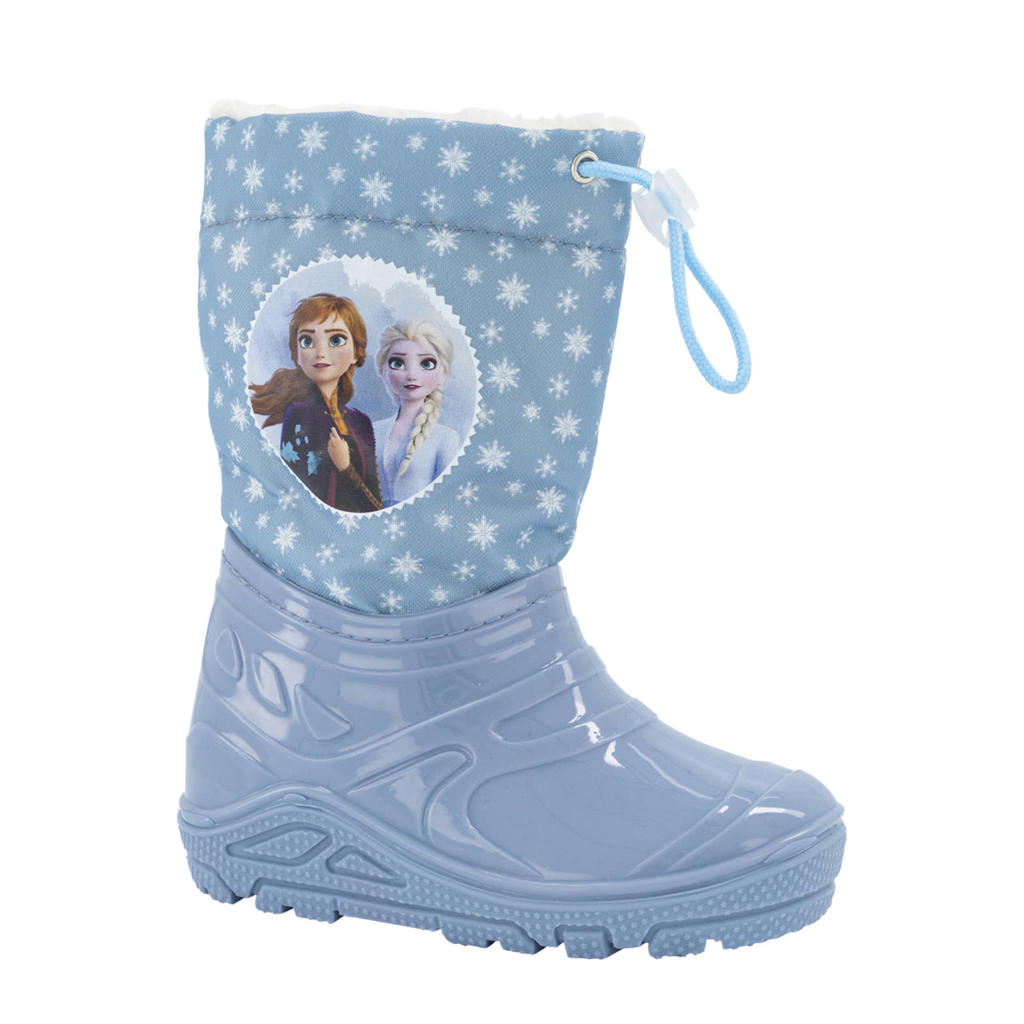 Lichtblauwe meisjes Frozen snowboots van textiel met profielzool, trekkoorden en personageprint