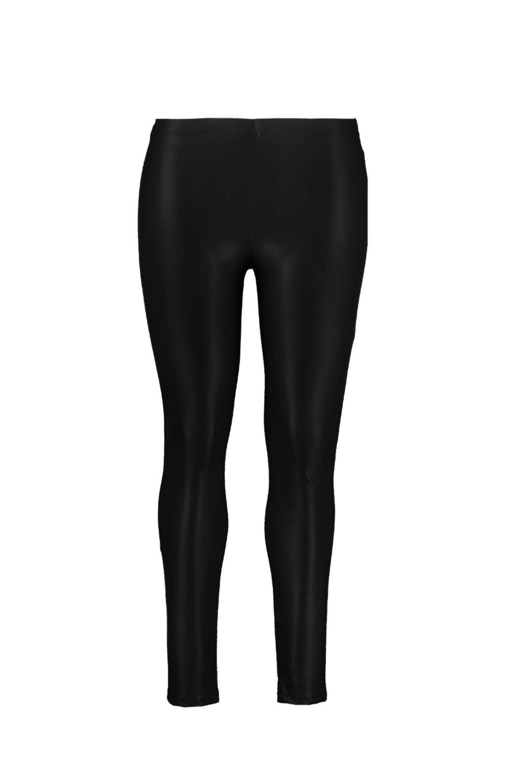 Zwarte dames MS Mode imitatieleren legging van polyester met skinny fit, regular waist en elastische tailleband