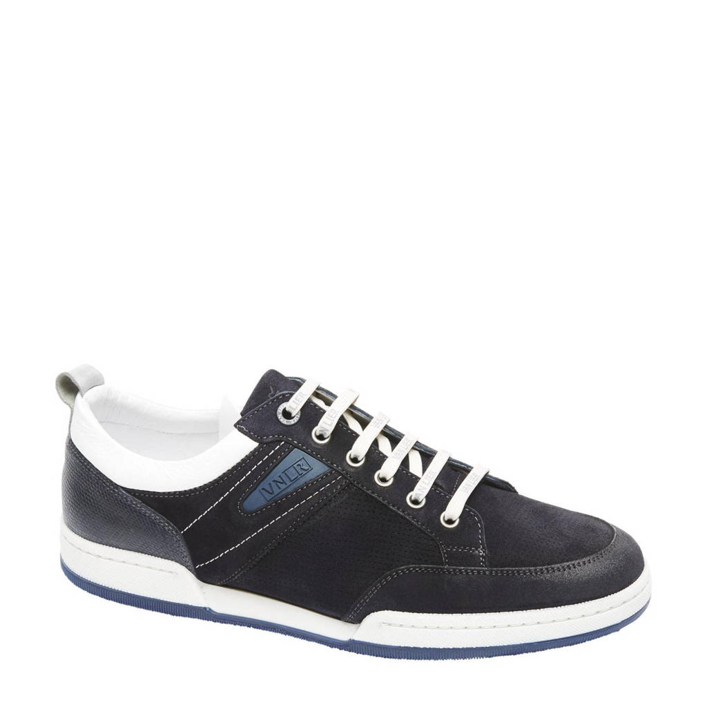 Donkerblauwe heren Van Lier Treviso suède sneakers met veters