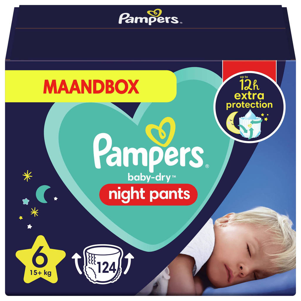 hospita vergroting Boodschapper Pampers Night Pants Maat 6 - 124 Luierbroekjes - 15kg+ - Maandbox | wehkamp