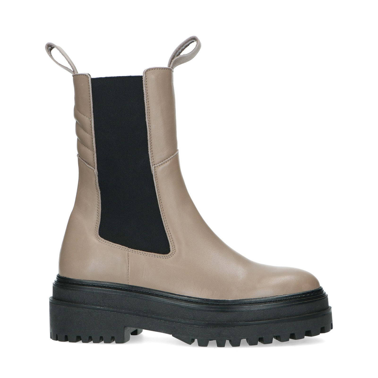 Sacha hoge leren chelsea boots taupe | wehkamp