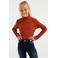WE Fashion ribgebreide coltrui Myla donker oranje
