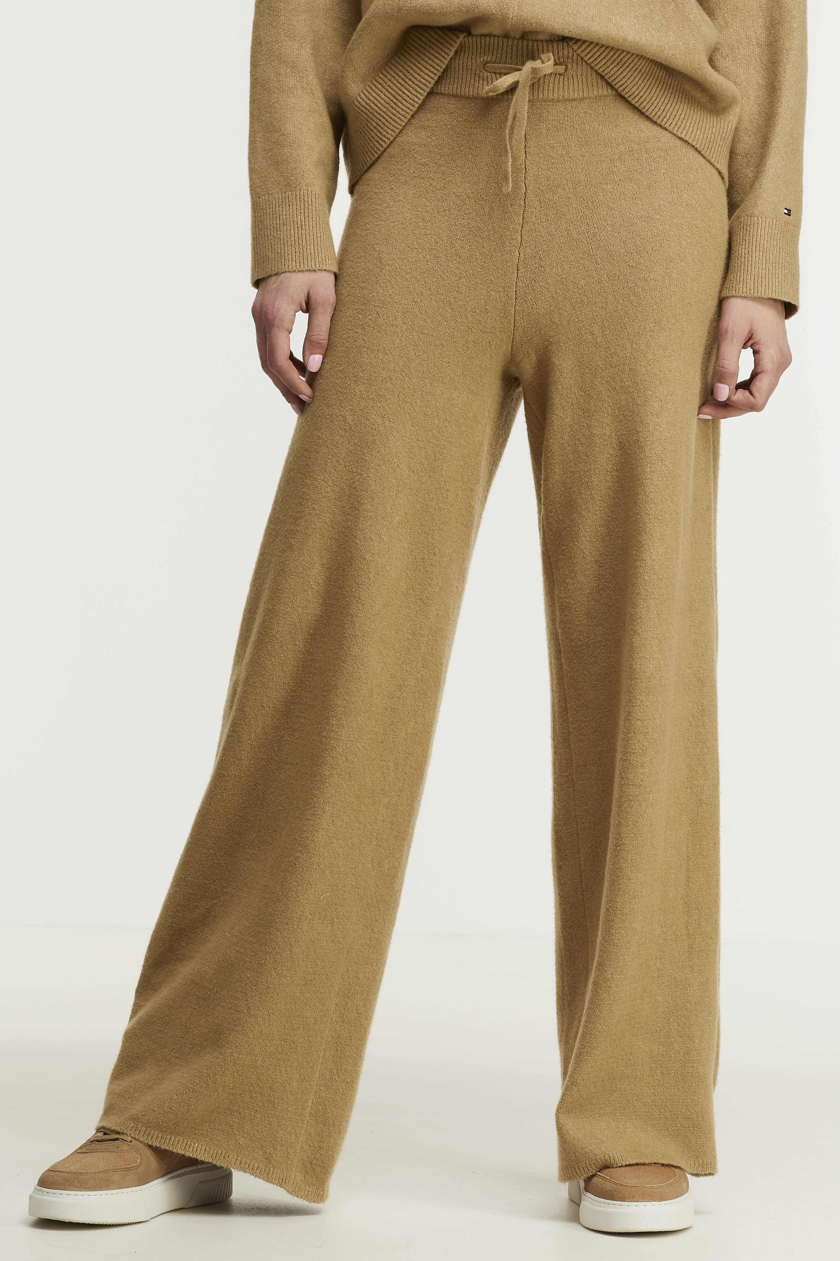 Tommy Hilfiger high waist wide leg broek bruin | wehkamp