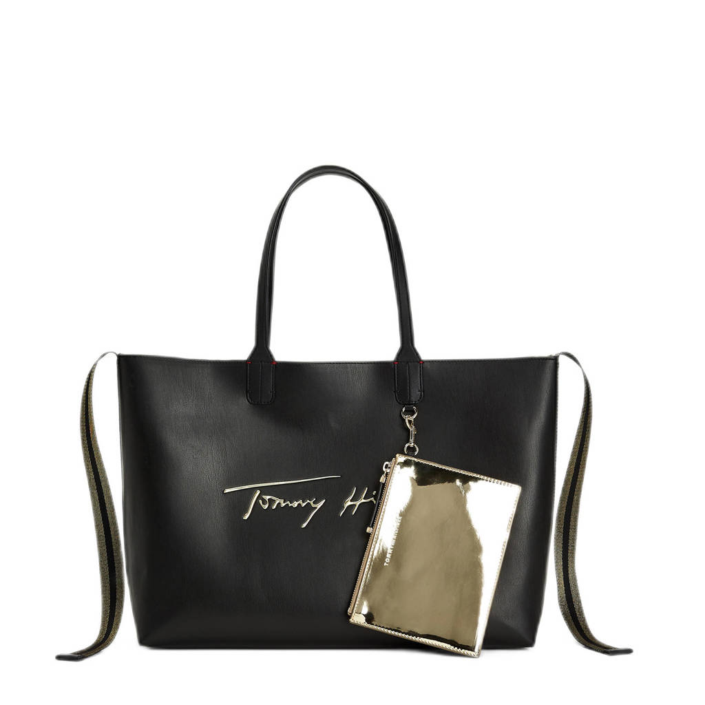 Tommy Hilfiger  shopper met logo zwart, Zwart