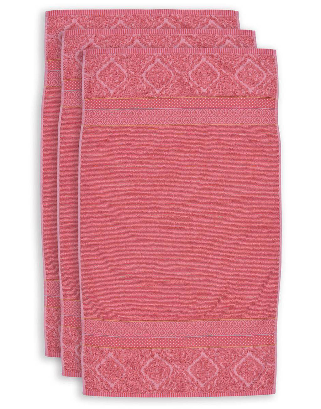 Pip Studio badhanddoek Soft Zelige (set van 3) (100x55 cm), Koraal