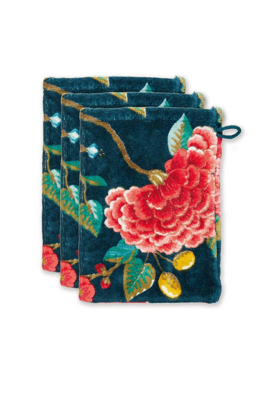 Pip Studio washand Good Evening (set van 3) (16x22 cm), Donkerblauw
