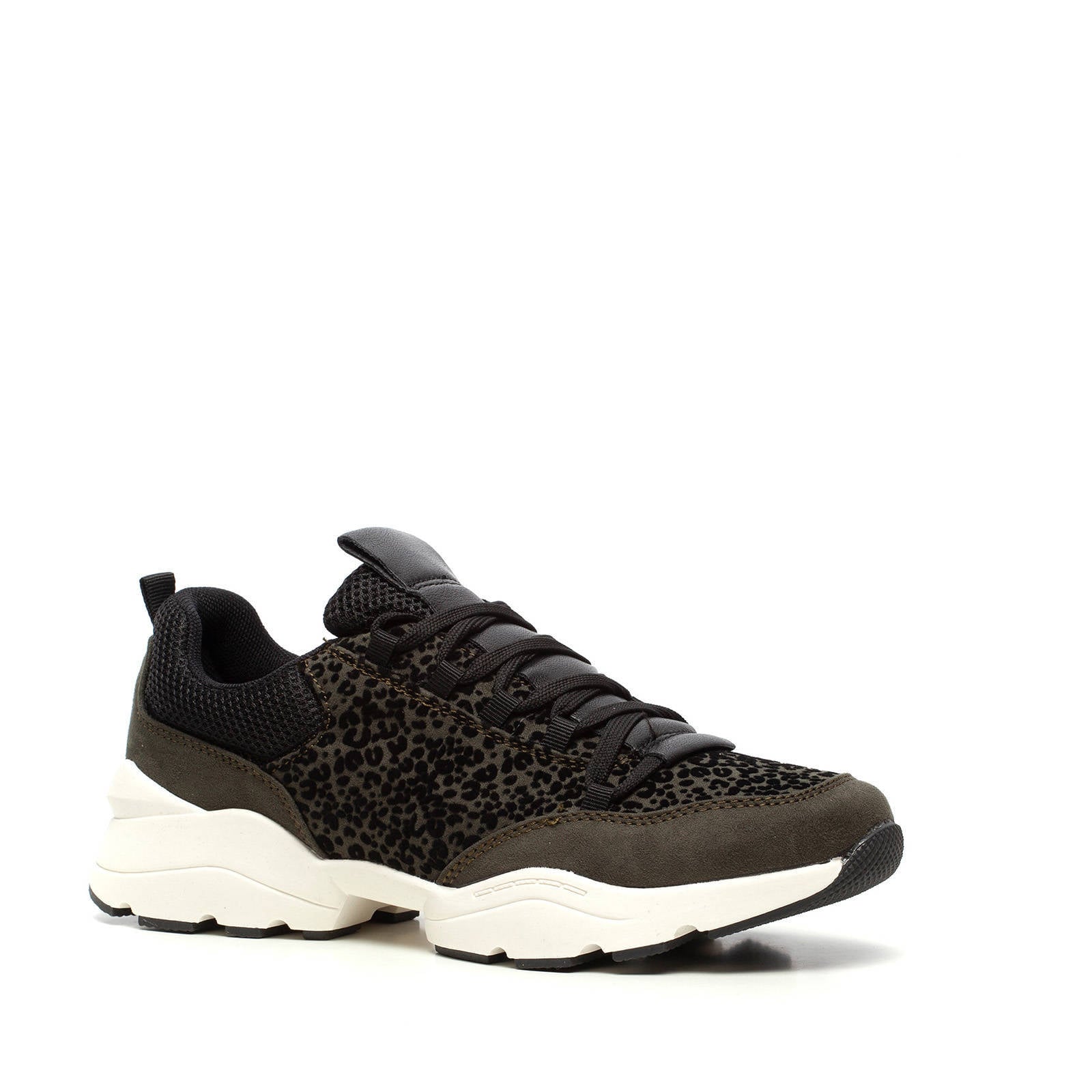 Scapino Blue Box dad sneakers met panterprint kaki | wehkamp