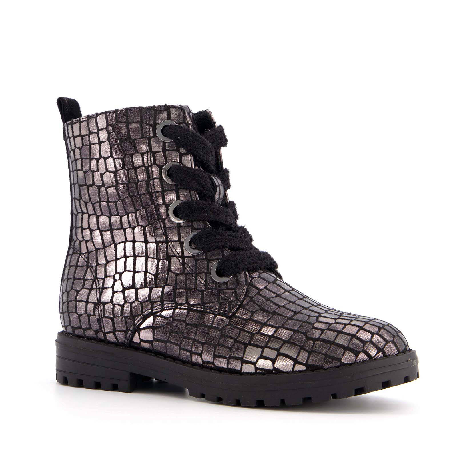 Scapino Blue Box veterboots met crocoprint zilver | wehkamp