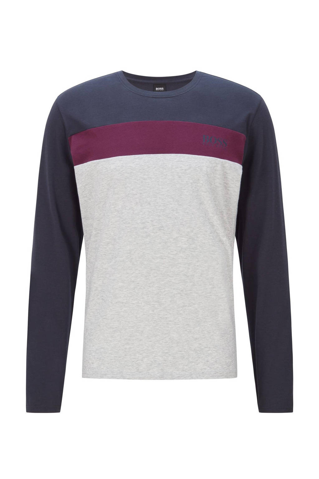 BOSS pyjamatop grijs/donkerblauw, Grijs/donkerblauw/donkerrood