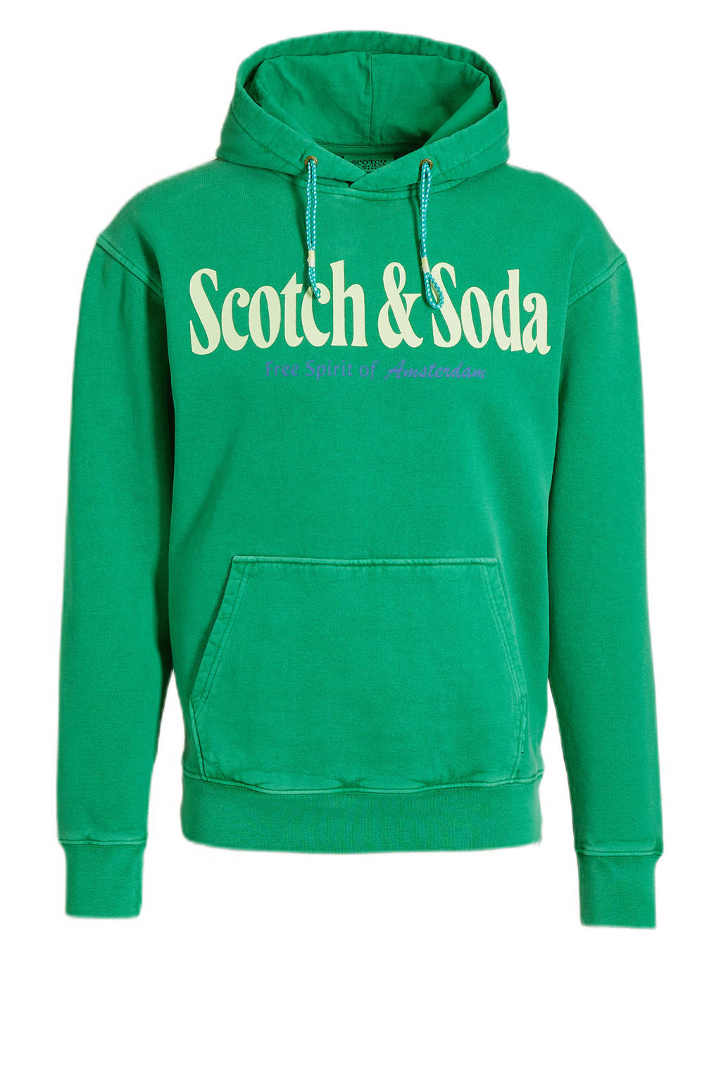 Scotch & Soda hoodie met printopdruk highlight green