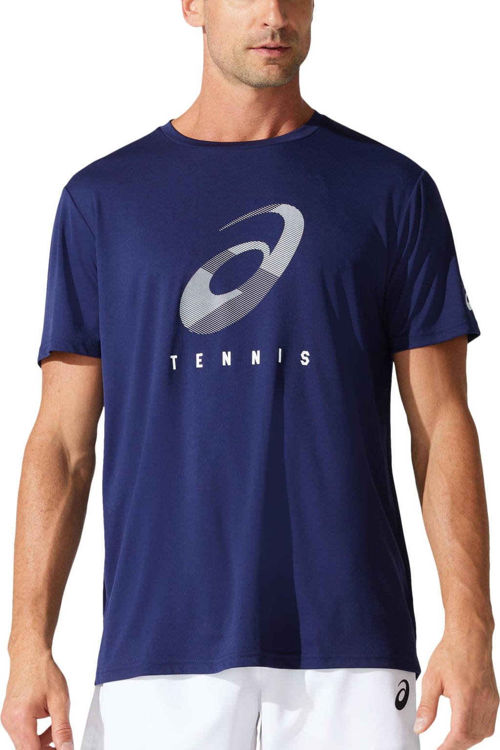 ASICS   sport T-shirt Court Spiral donkerblauw