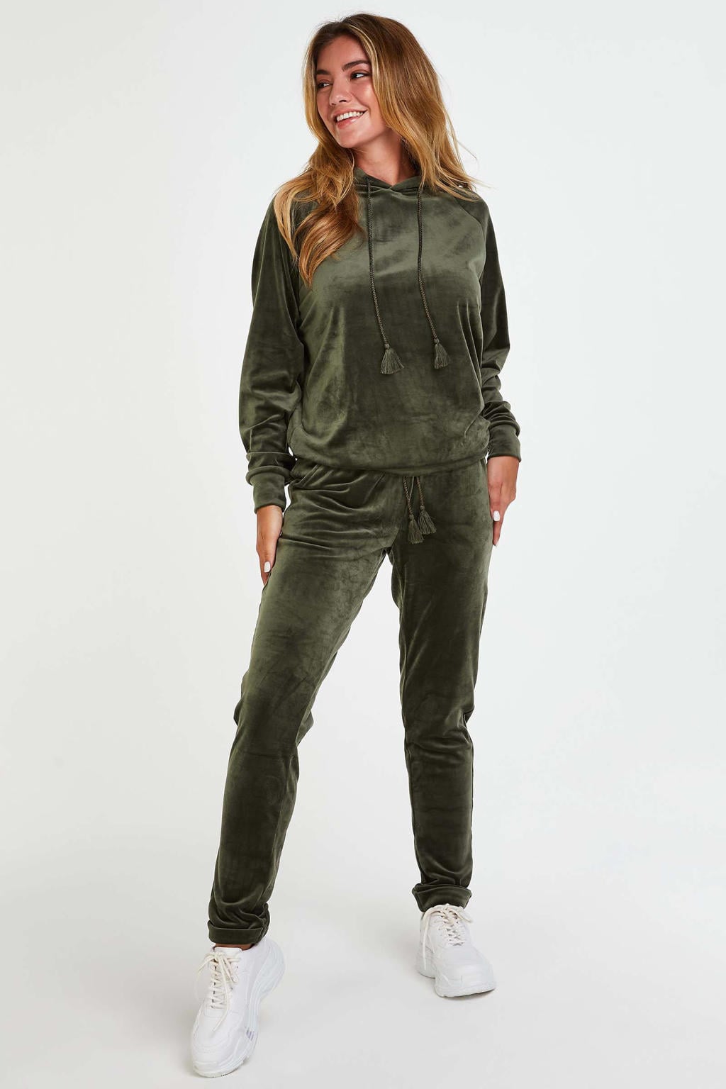 Hunkemöller velours joggingbroek donkergroen