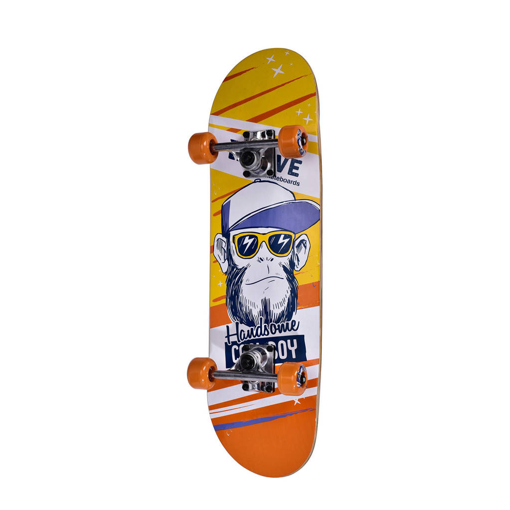 Move skateboard Cool Boy 28", Geel/ oranje/ print
