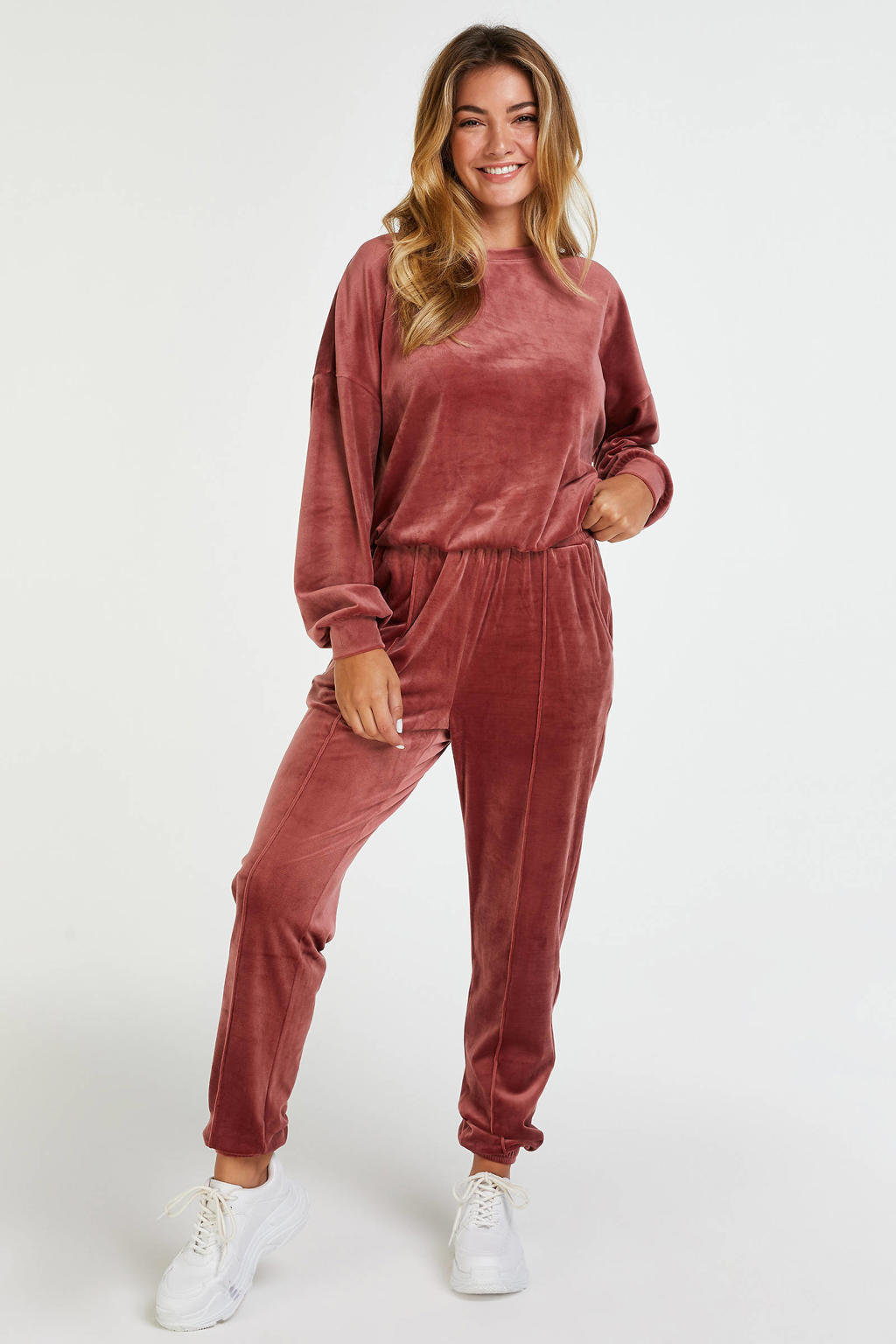 Hunkemöller velours sweater koraalrood