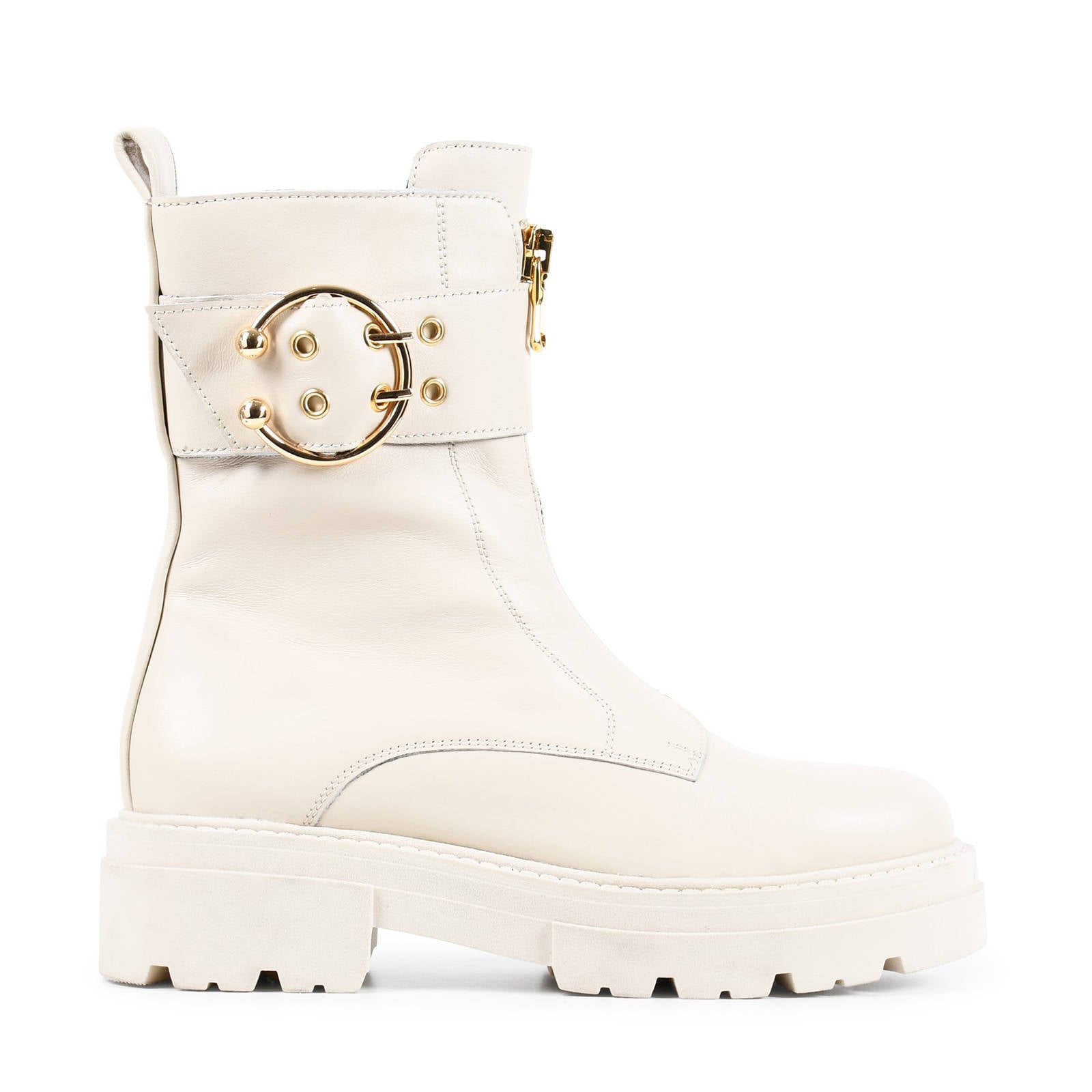PS Poelman Loki leren bikerboots off white | wehkamp