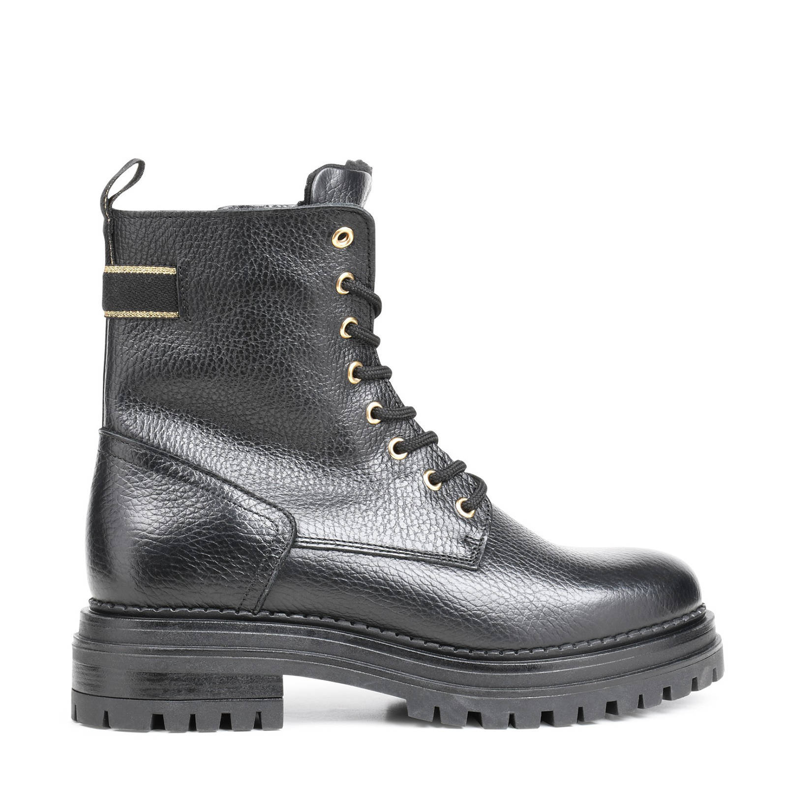 PS Poelman Luna leren veterboots zwart | wehkamp