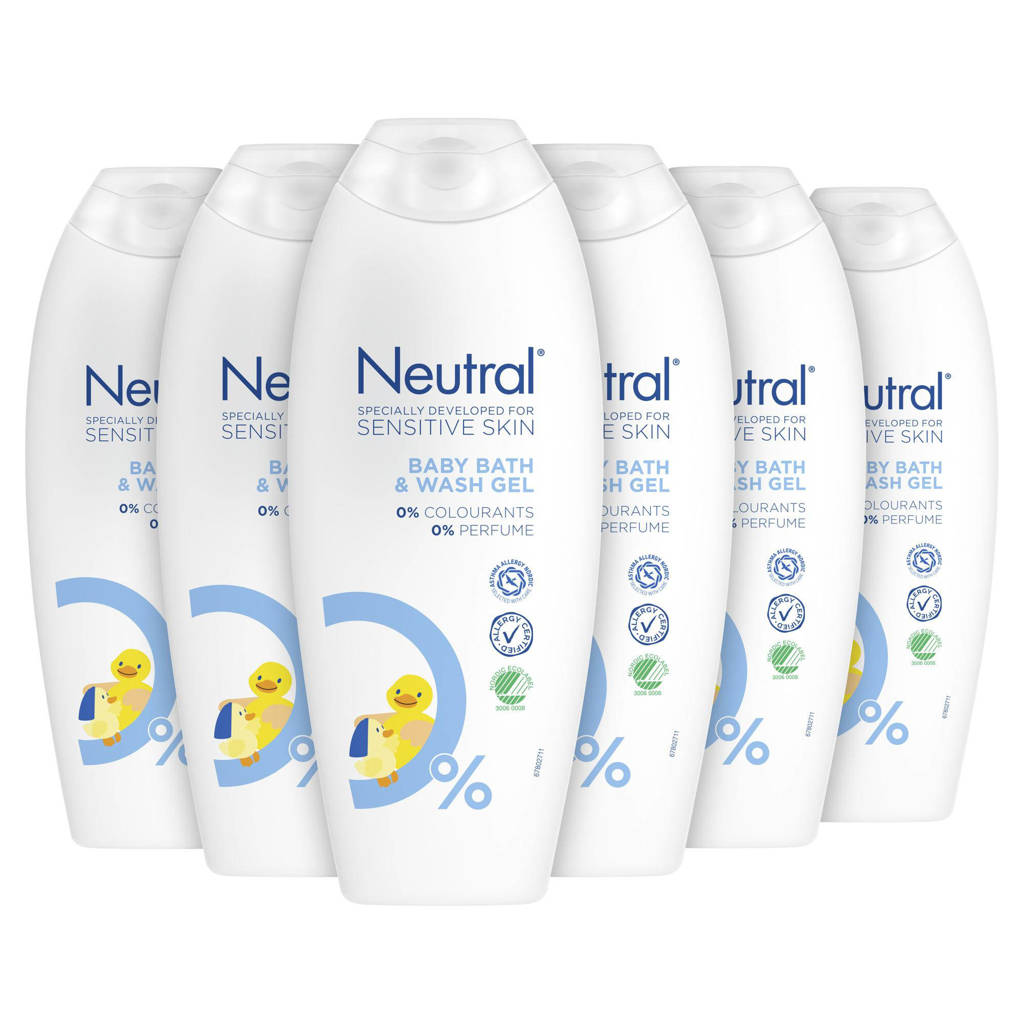 Neutral parfumvrij baby Wasgel - 6 x 200 ml - Voordeelverpakking