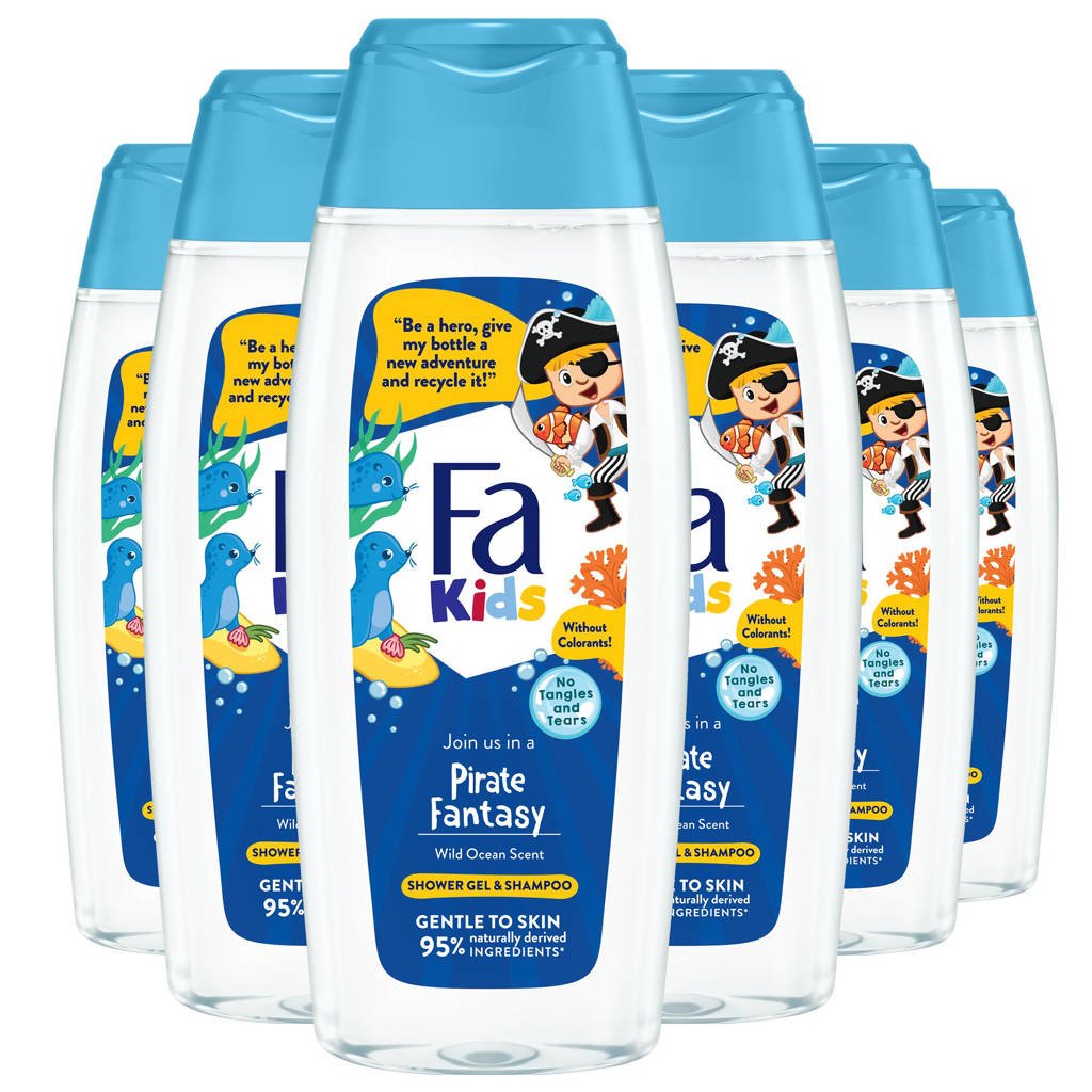 Fa Kids Pirate douche & Shampoo - 6 x 250 ml - voordeelverpakking