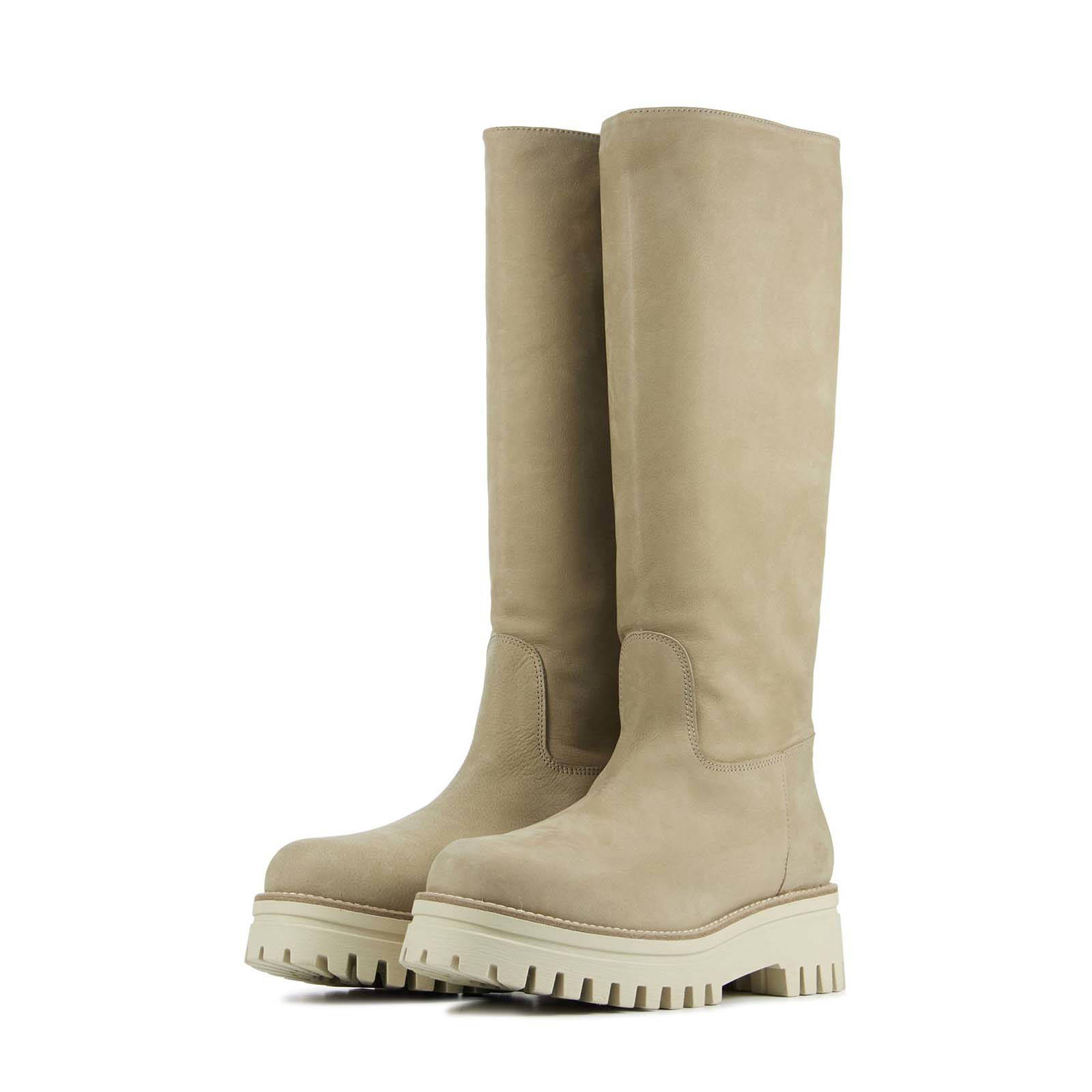 Toral 12721 leren laarzen met brede schacht beige | wehkamp