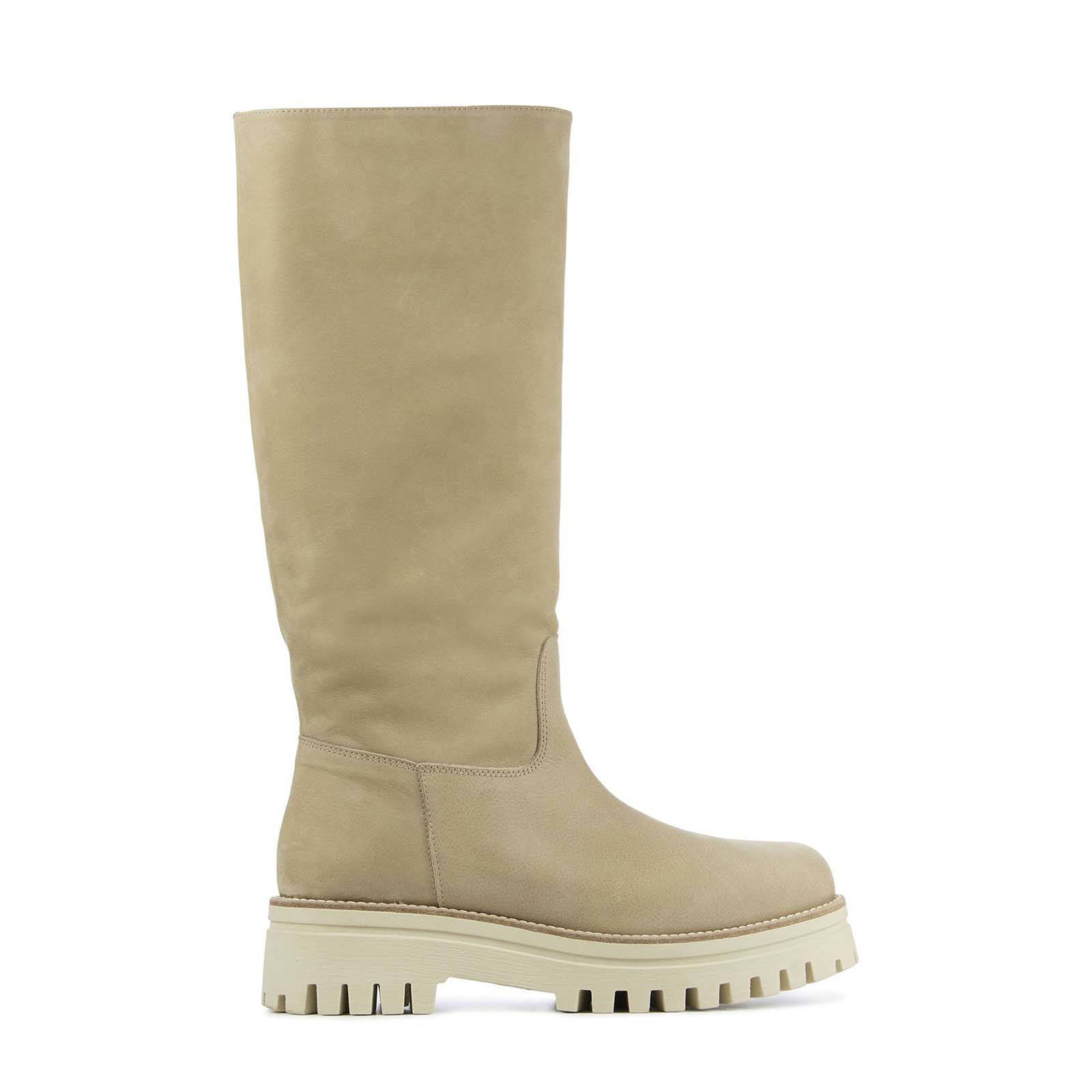Toral 12721 leren laarzen met brede schacht beige | wehkamp