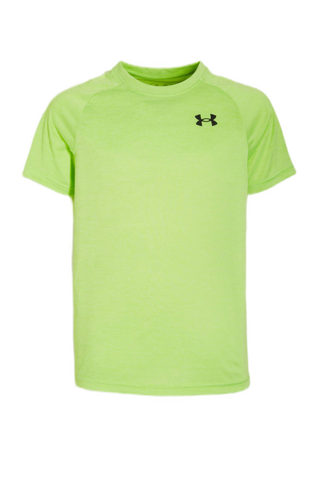 Limegroene jongens Under Armour sport T-shirt Tech 2.0 van polyester met melée print, korte mouwen en ronde hals