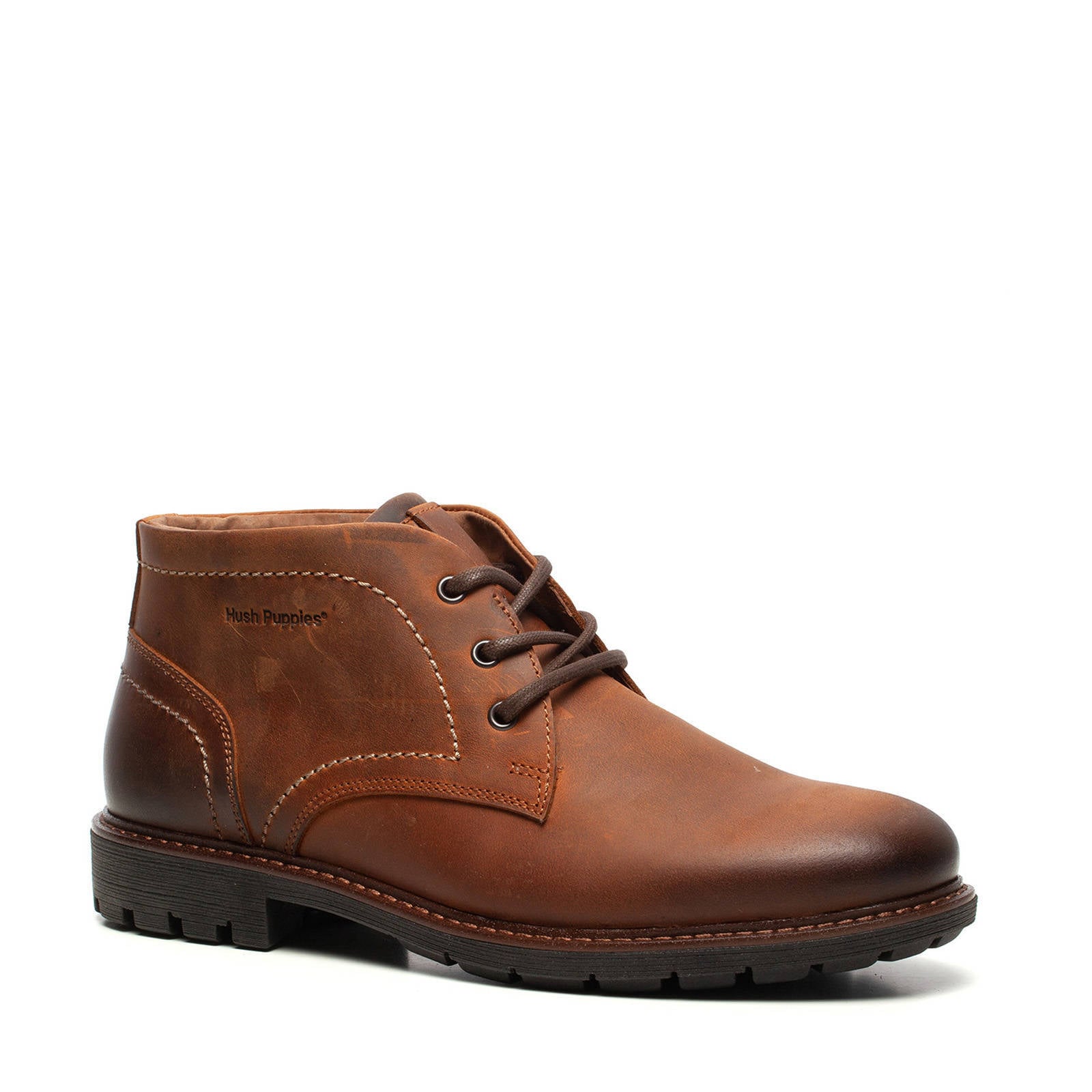 Hush Puppies leren veterschoenen bruin | wehkamp