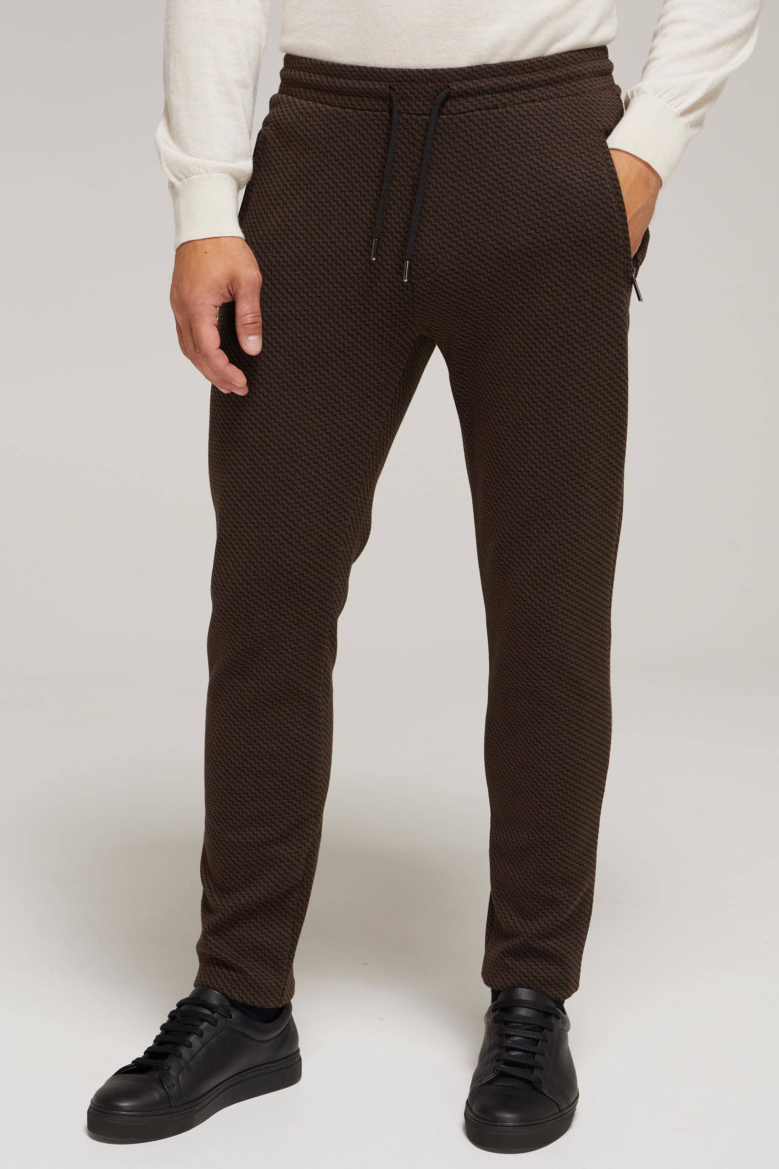 Van Gils slim fit broek met all over print donkerbruin | wehkamp