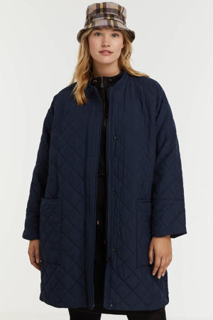 quilted jas van gerecycled polyester donkerblauw