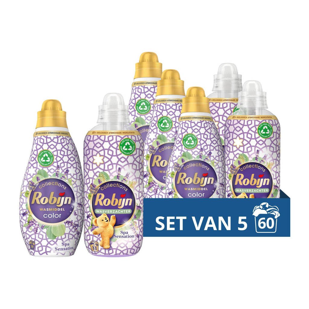 Robijn Spa Sensation Perfect Match-pakket - 3 x 700 ml + 2 x 750 ml - Voordeelpakket - 57 wasbeurten