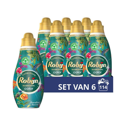 Robijn Klein & Krachtig Collections vloeibaar wasmiddel Color Paradise Secret - 6 x 19 wasbeurten - 114 wasbeurten afbeelding