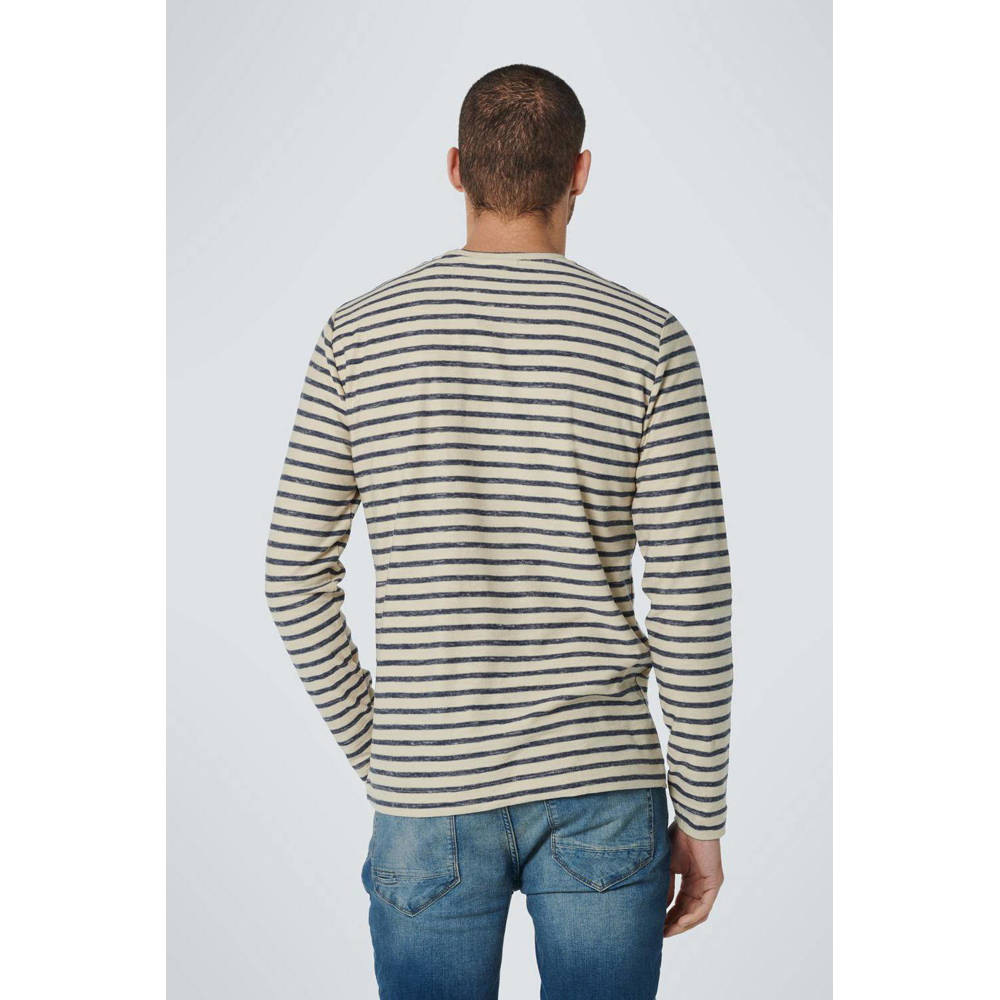 No Excess gestreepte longsleeve washed blue