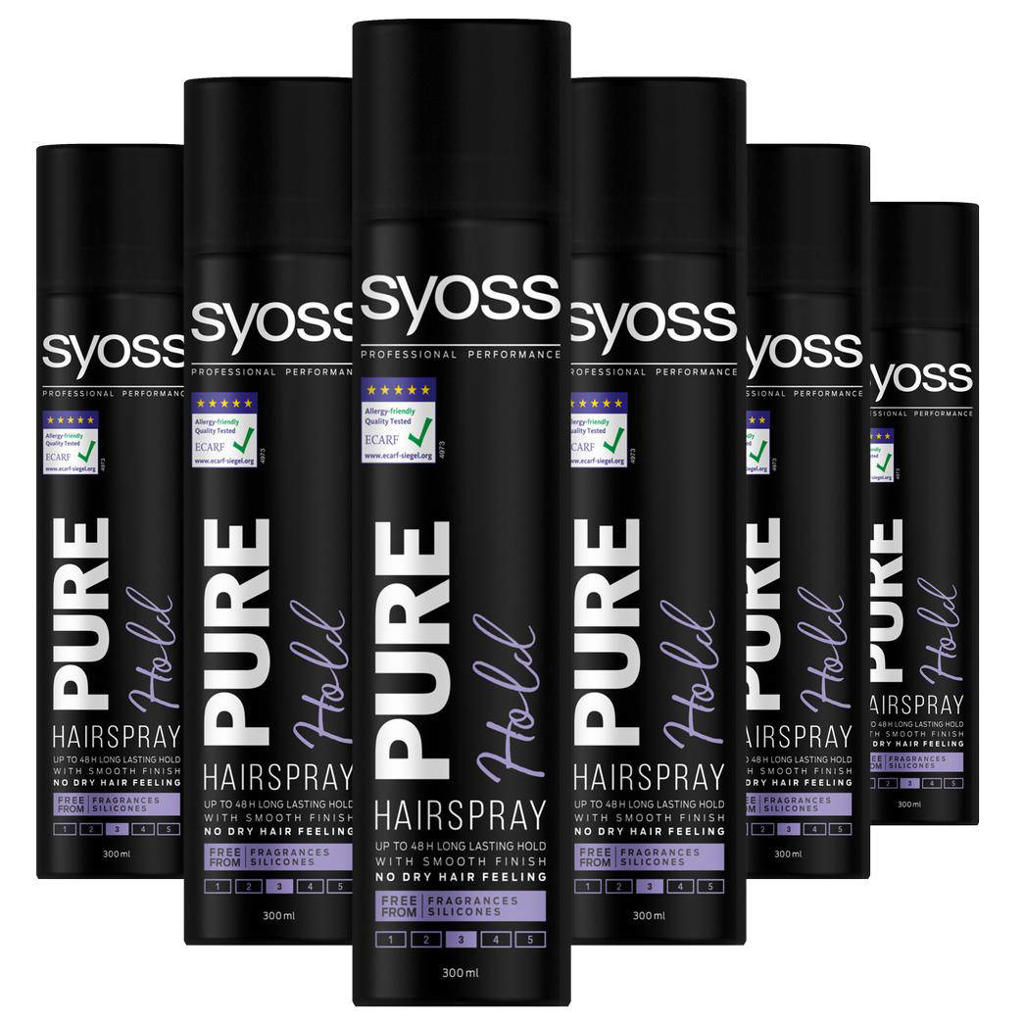 Syoss Styling-Hairspray Pure Hold  - 6 x 300 ml - voordeelverpakking