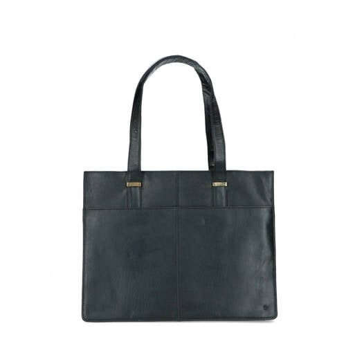 Manfield leren shopper zwart afbeelding
