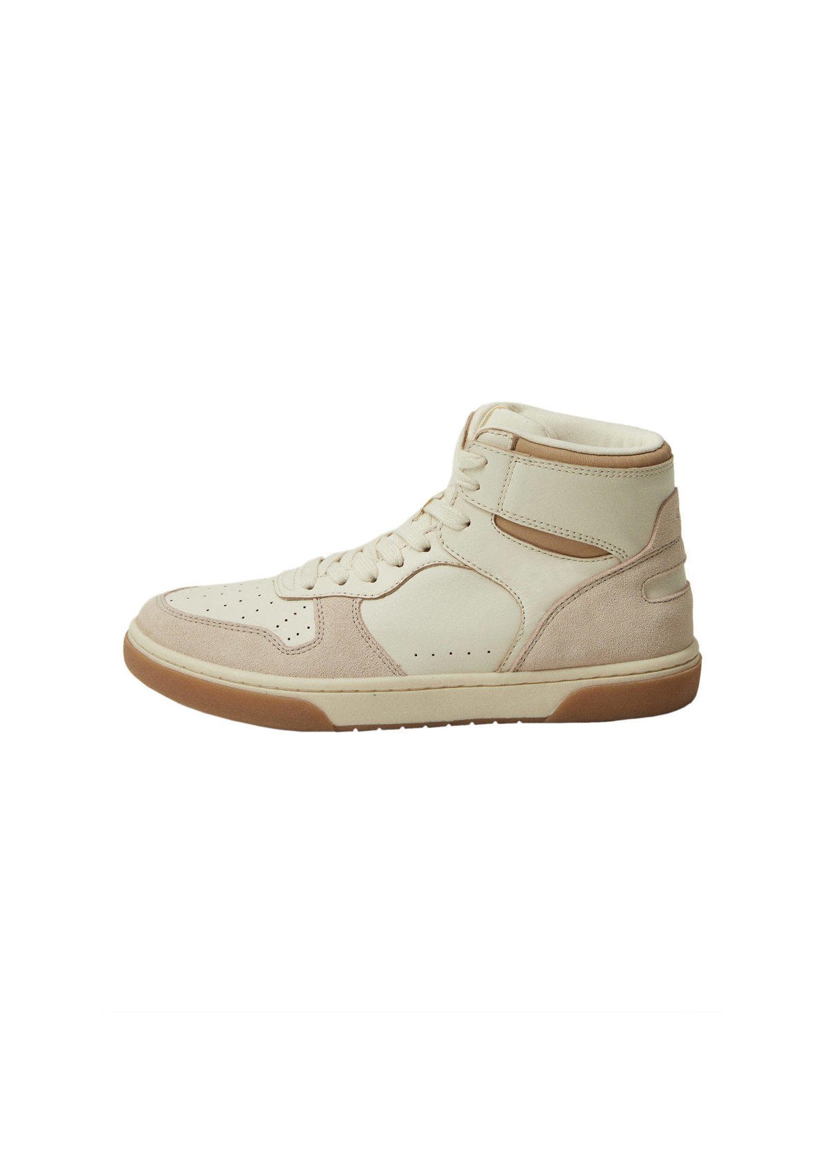 Mango leren hoge sneakers beige wehkamp