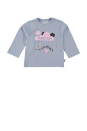 thumbnail: Blauwe meisjes 4PRESIDENT longsleeve Nadia van katoen met printopdruk, lange mouwen, ronde hals en drukknoopsluiting