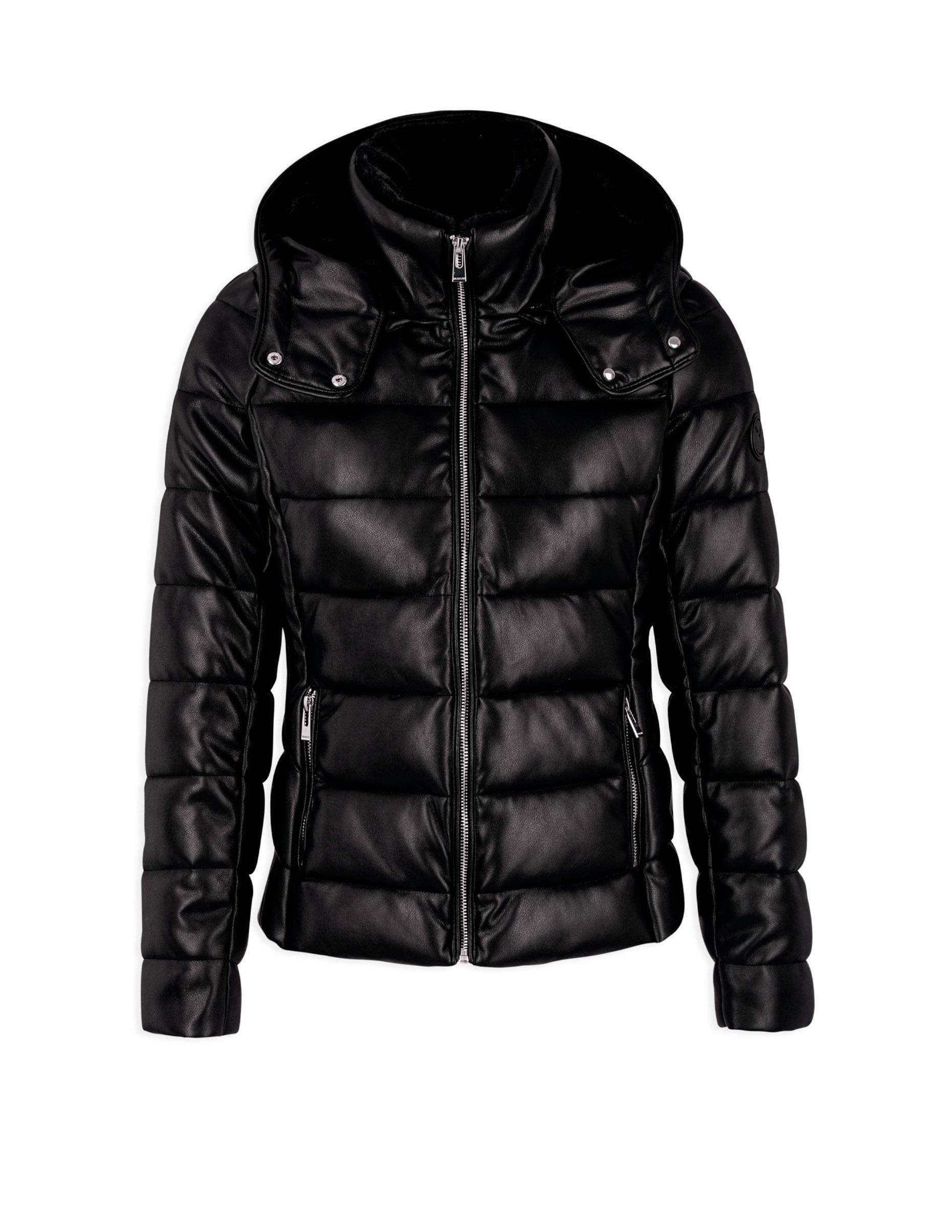 Morgan imitatieleren gewatteerde jas zwart online kopen